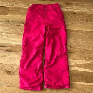 Columbia kid’s insulated lined ski pants. Size M (10-12). Pink. Barely worn.